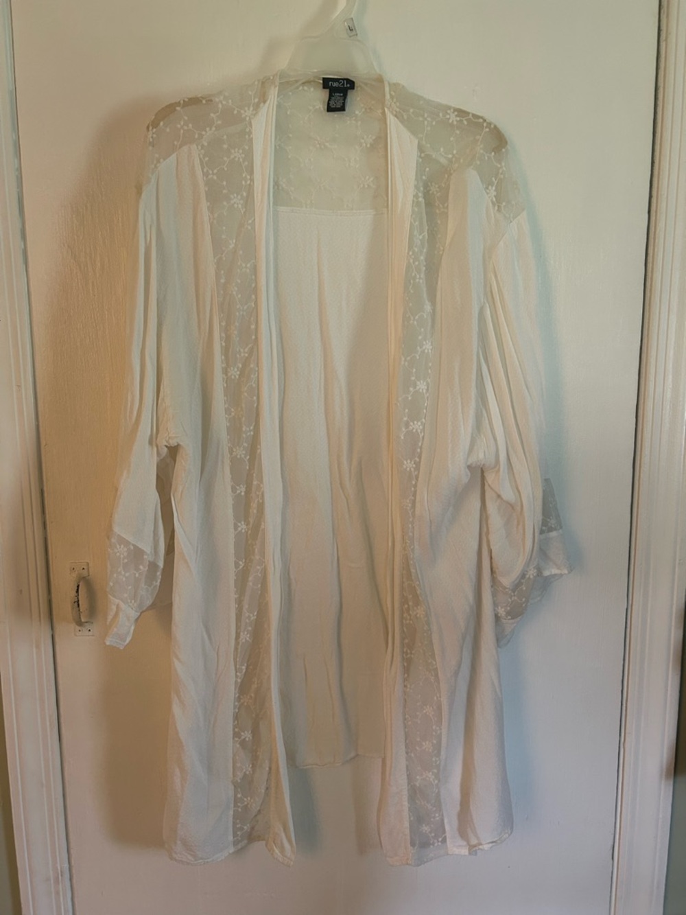 Rue21 Sheer Lace-Trim White Kimono Cover-Up